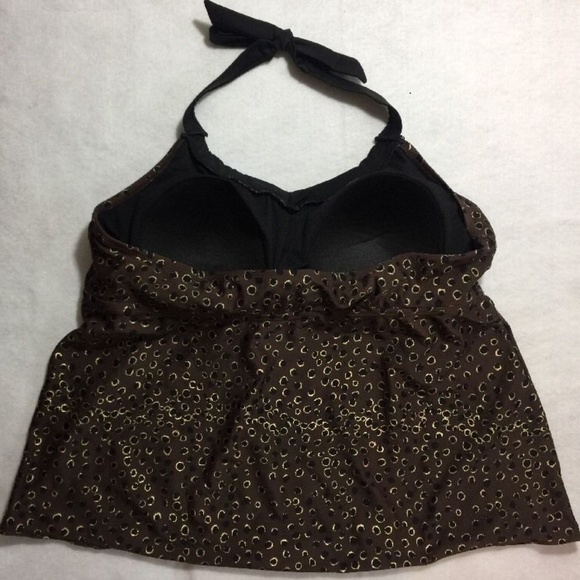 Merona Plus Size 20W Tankini Top Brown Black Polka - Picture 5 of 8